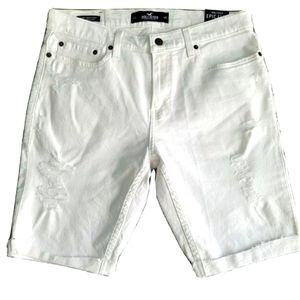 HOLLISTER 9" Distressed White Jean Shorts NWT